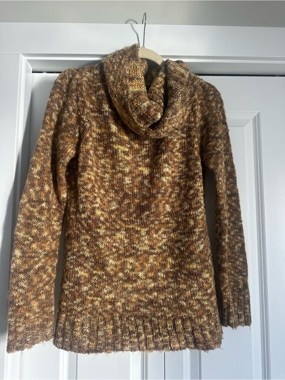 Halogen Marled Brown & Gold Cowl Neck Sweater